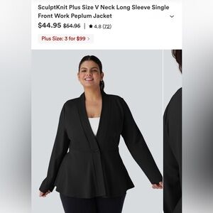 HALARA Black V-Neck Peplum Blazer BRAND NEW
